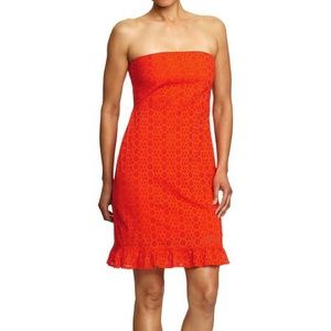 Old Navy Strapless Orange Eyelet Dress. Sz 6
